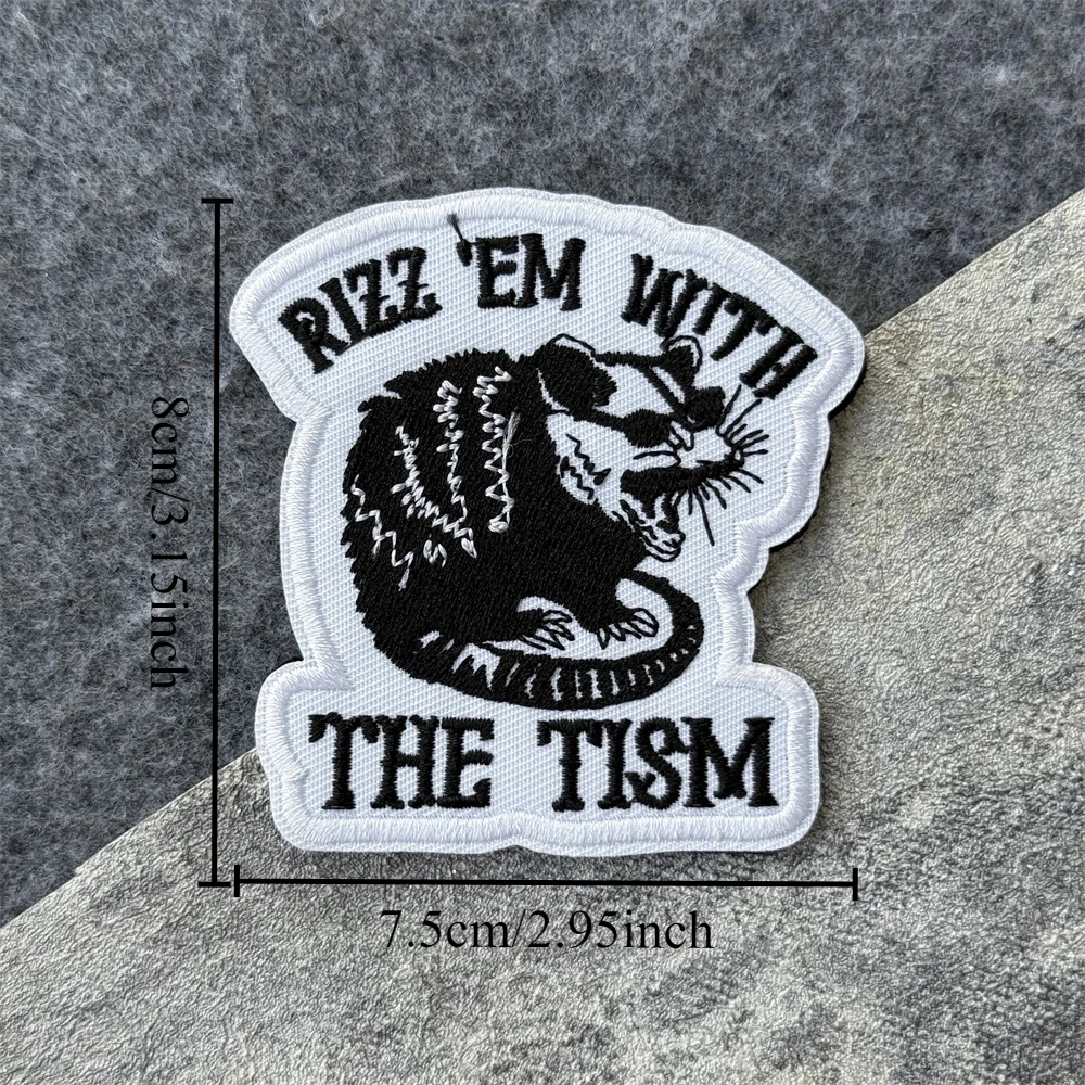 Opossums und Waschbären Militärarmband-Aufnäher, taktisches Moralabzeichen, bestickte Hakenschlaufen-Aufnäher für Kleidung, Rucksack-Aufkleber – Detail 6