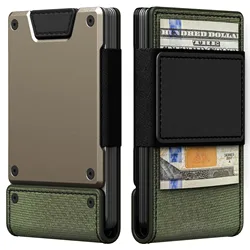 Deluxe RFID Blocking Leather Wallet with Pull - Out Card Holder and Metal Accents (Army green)