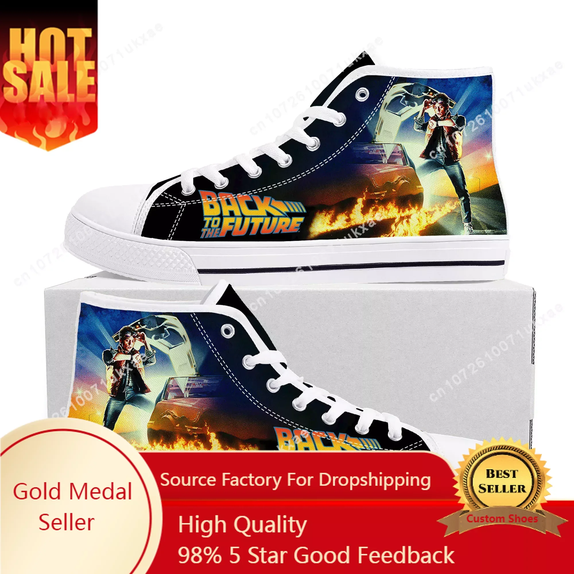 

Back To The Future Delorean High Top Sneakers Mens Womens Teenager Canvas Sneaker Casual Custom Made Shoes Customize Shoe