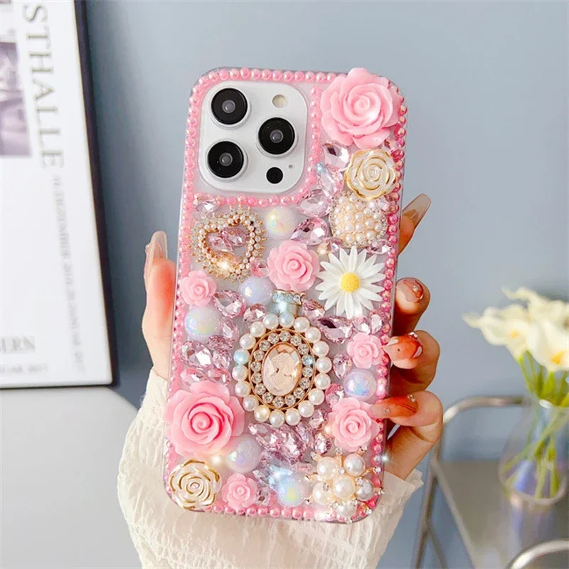 Rhinestone Cases for iPhone 16 15 14 13 12 11 8 7 Pro Max Plus mini X XS XR SE Case Diamond Phone Cover Sunjolly