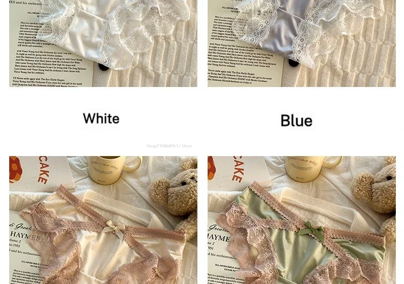 French Lace Underwear Pure Cotton Crotch Satin Sexy Triangle Panties Underwear Low-rise Panties Soft Briefs Comfortable Lingerie Sbb2e611d45524490984d4250441d5dffS