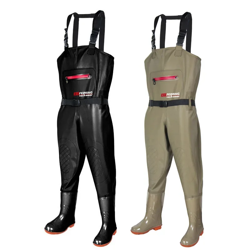 Light Weight 3KG PVC Men Lure Fishing Overalls With Boots Waterproof Adult Women Chest Waders Pants Gear Black Set