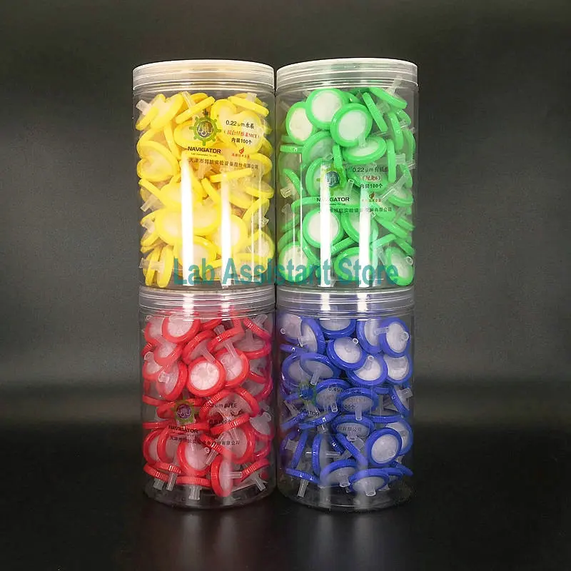 Laboratory Disposable Syringe Filter Nylon Organic Water System PTFE 13/25mm 0.22um 0.45um 100pcs/box