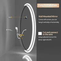 LED Bathroom Mirror Round 600/800mm Illuminated Dimmable Backlit Lighted Wall Vanity Mirror Anti-fog Smart Makeup Shaving Mirror - Image 6