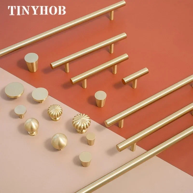 Furniture Handles Kitchen Door Handles Solid Brass D12mm Cabinet Handles Furniture Drawer Pulls Drawer T Bar Kitchen Pulls Furniture Handle Hardware