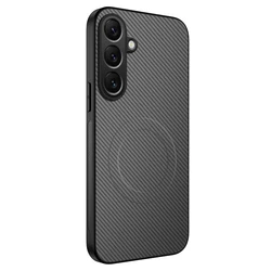 Ultra Thin Carbon Fiber Magnetic Phone Case - Wireless Charging Shockproof Cover - Galaxy A54 5G (Gray)