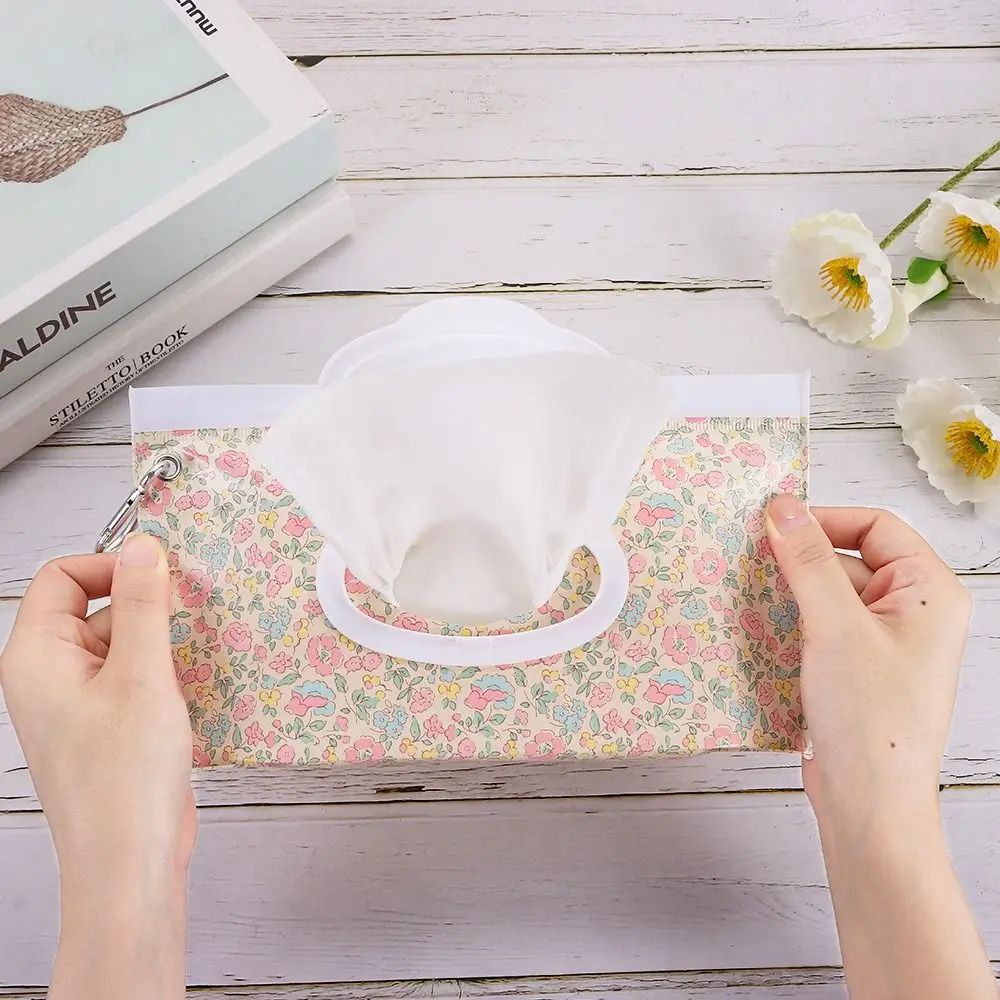 Wet Wipes Bag Portable Baby Wet Wipe Pouch Wipes Holder Case Flip Cover Snap Reusable Wet Wipe Bag Outdoor Useful Tissue Box 4