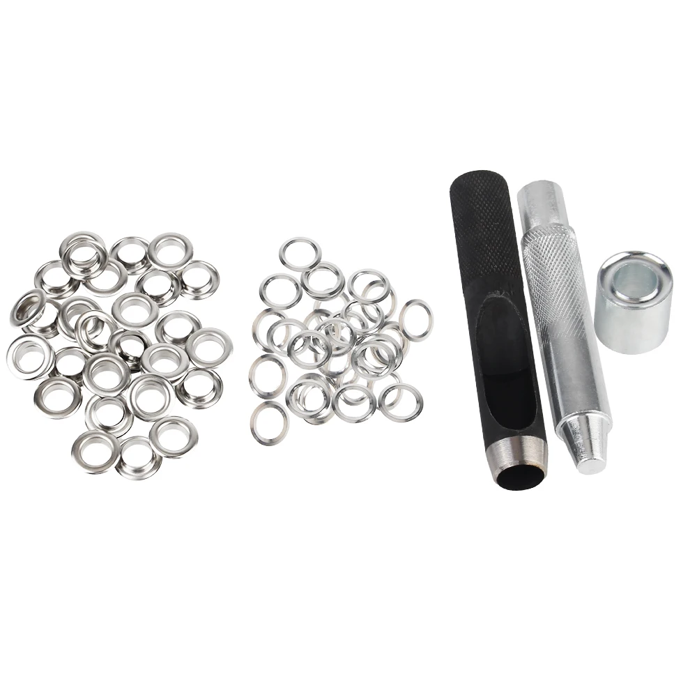 Air Eyelet Corns Tarpaulin Ring Buckle Copper eyelet 100pcs 12mm Metal buckle 1 Sets with box 3 installation tools