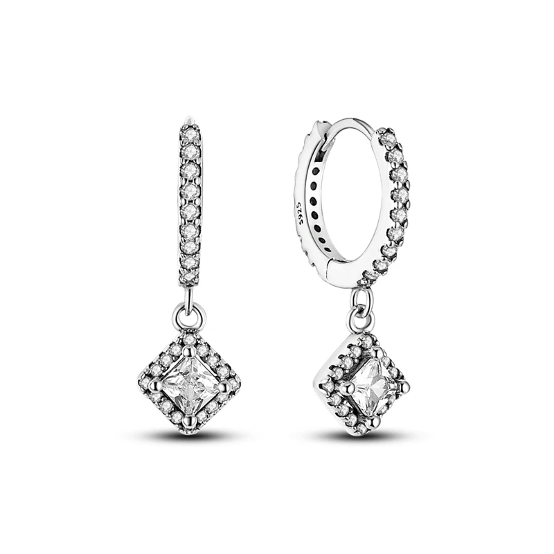 2022 Charm Double Hoop Earrings 925 Silver Sparkling Pave Stud Earring Gift For Women Engagement Jewelry Anniversary