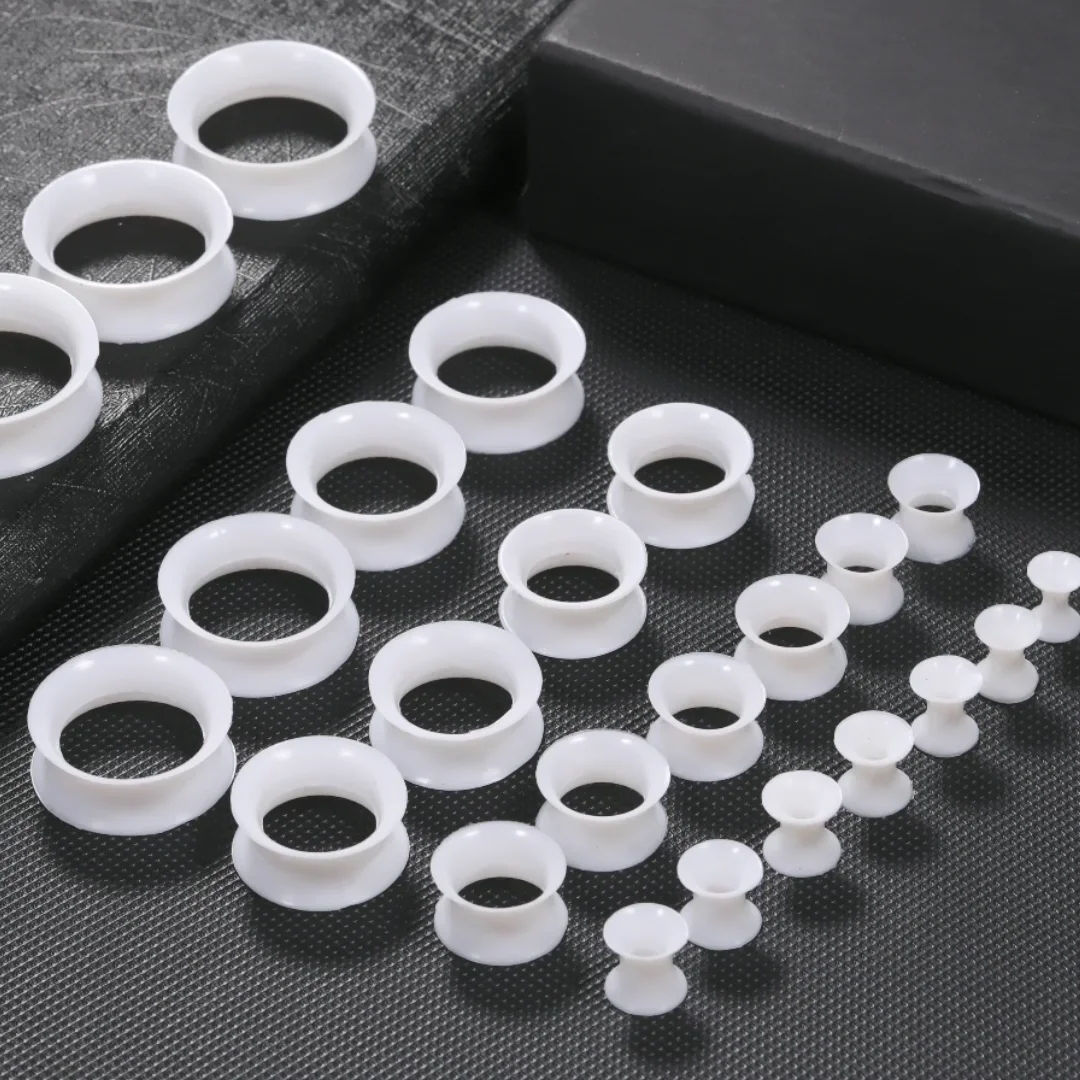 1 Paar Silikon-Tunnel und Plugs-Ohrringe, 3–22 mm, flexibel, doppelt ausgestelltes Flesh-Ohrmessgerät, Expander, Bahren, Schmuck, Piercings – Detail 10