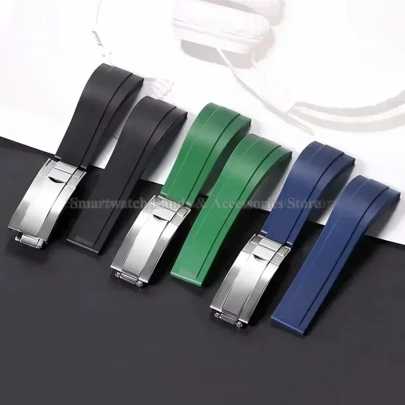Enhanced Waterproof Silicone Sport Watch Strap with Metal Fold Buckle - 20mm Rubber Wrist Band