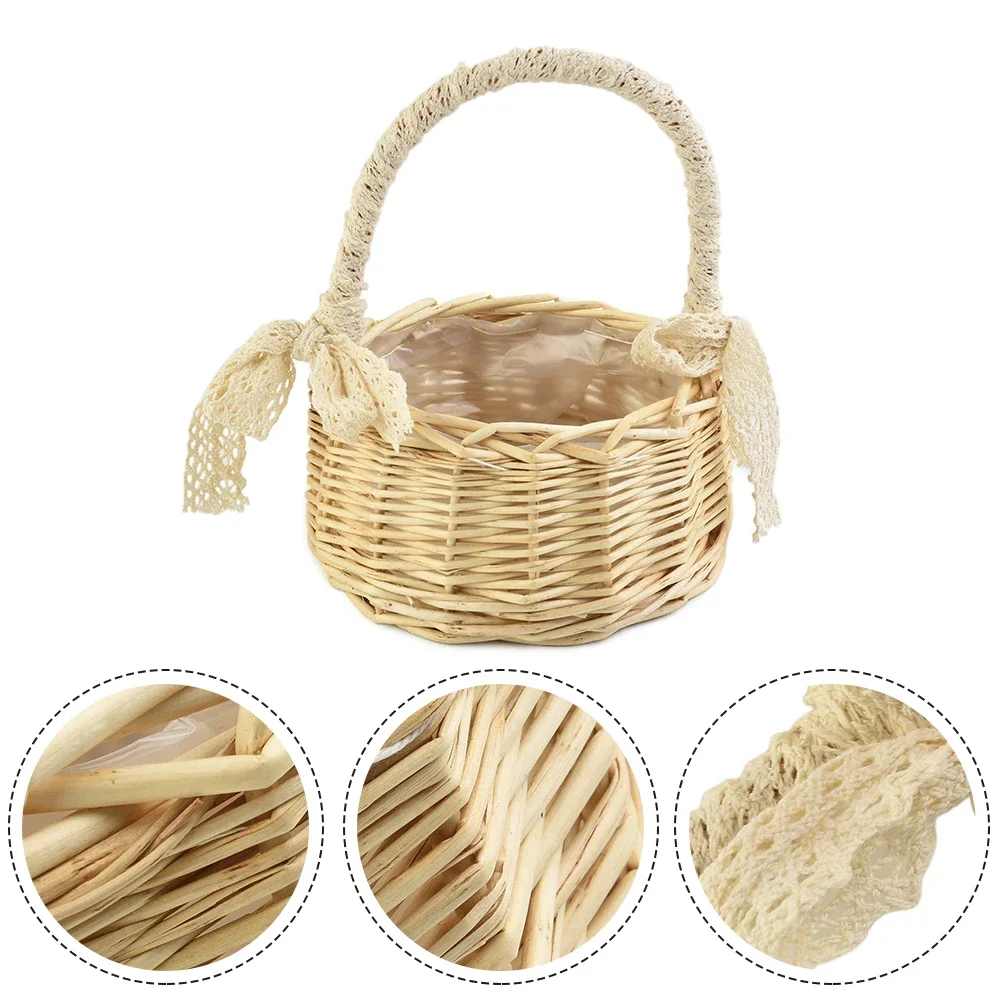 Wicker Storage Basket. Shopping Basket Storage Flower Flower Pot Food Fresh Rattan Gifts Girl Picnic High Quality 2
