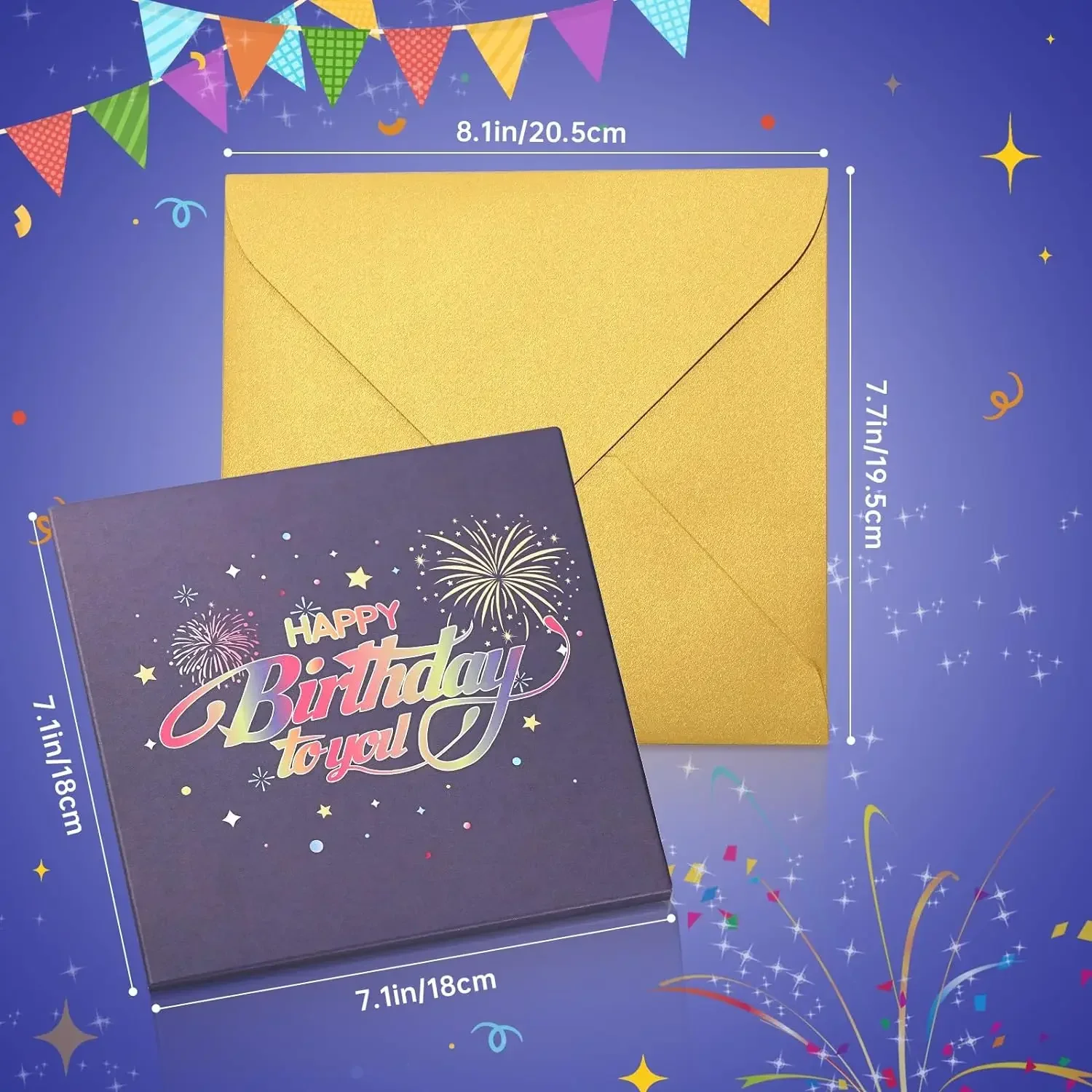 3D Pop Up Blowable Birthday Card with Lights Music Happy Birthday Card Firework Cake Greeting Gift for Wife Mom Kids greeting cards