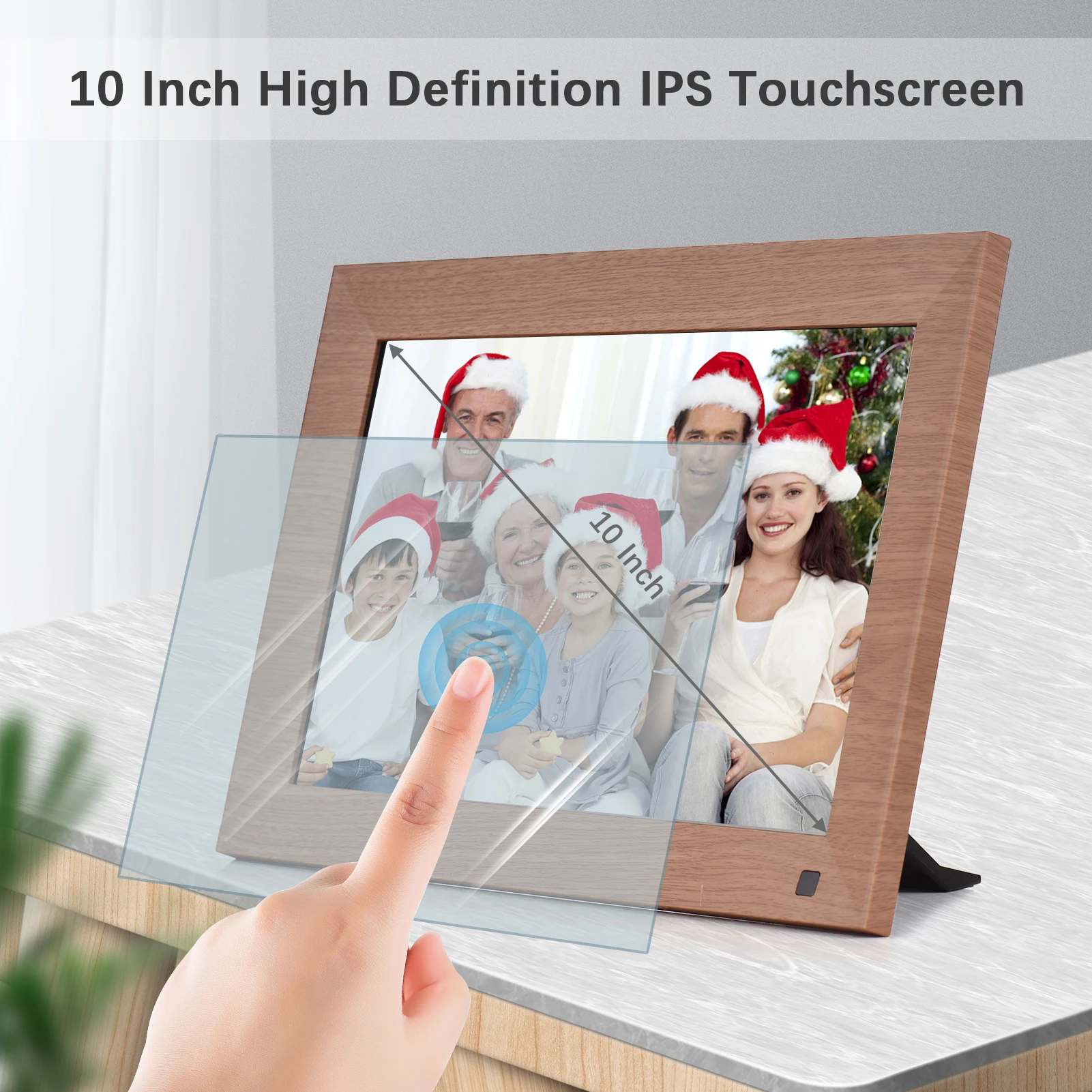 Andoer 10 Inch WiFi Digital Photo Frame Smart Picture Wall 1280*800 IPS Touchscreen Share Photos via APP with Backside Stand