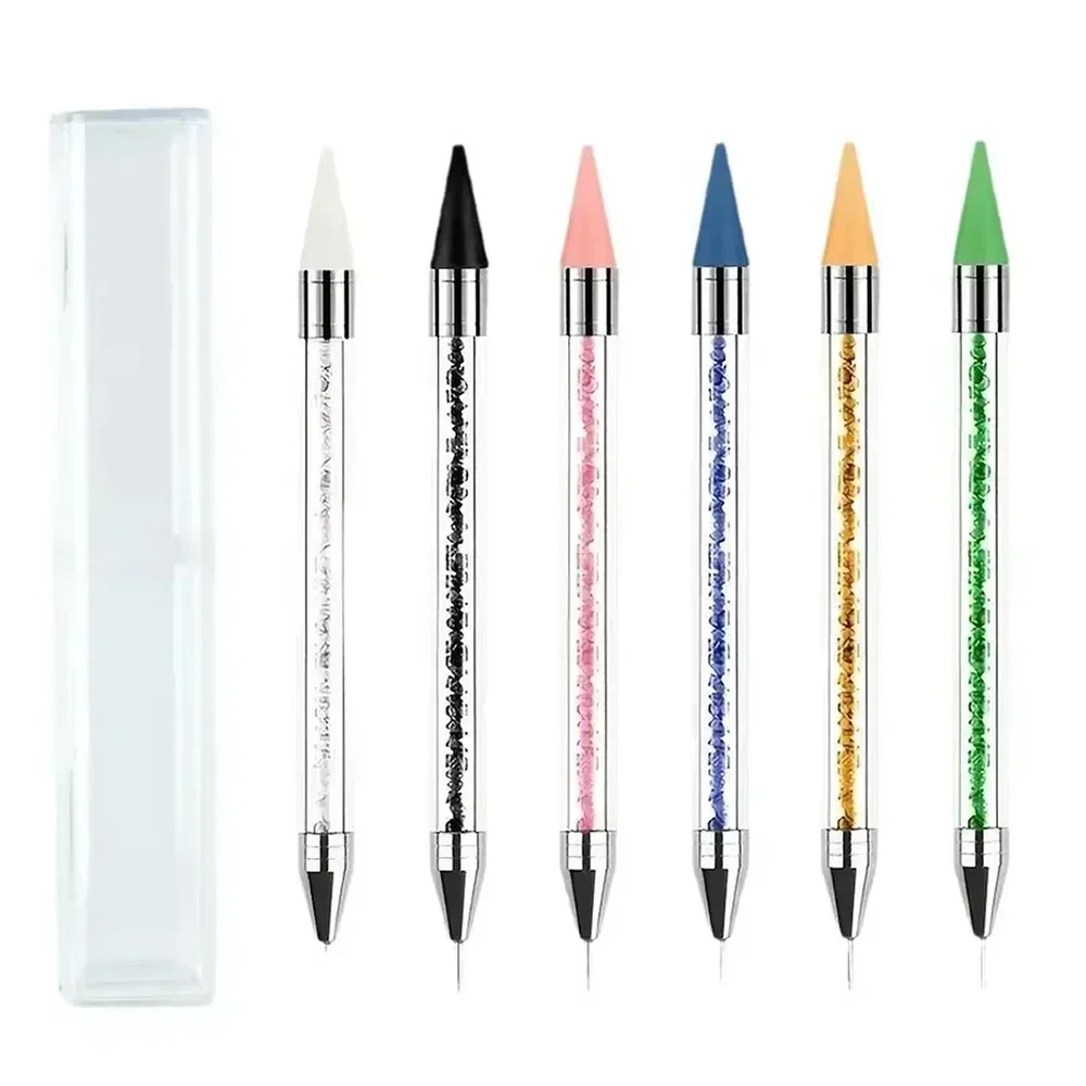 1Pc Double Head Nail Drill Pen Dual Purpose Rhinestone Crayon Nails Art Pen Diamante Picker Crystal Applicator Manicure Tool 네일 6