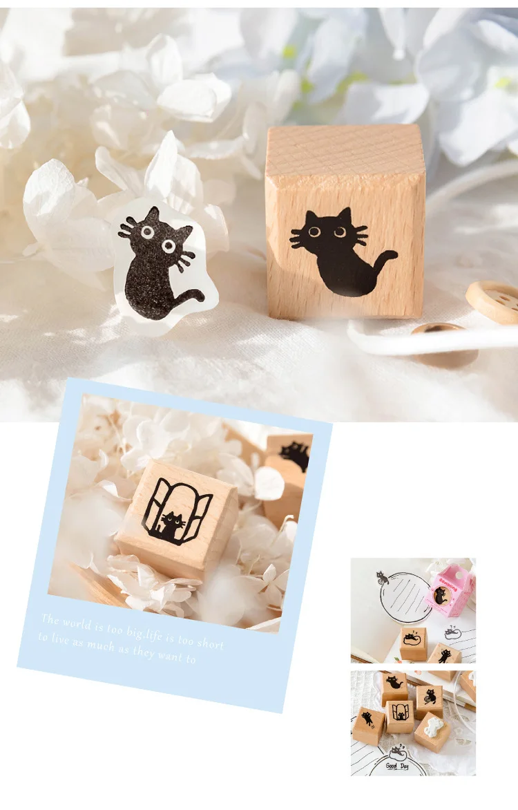 Cute Cat Stamps Cartoon Card Making Supplies Scrapbooking Kawaii Junk  Journal Deco Wooden Stamp Sealing Stationery Gifts - AliExpress