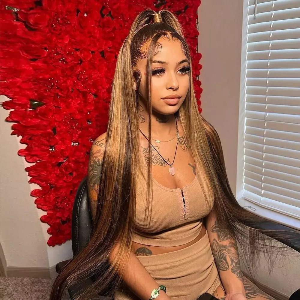 

30 36 Inch Straight Honey Blonde Lace Front Wigs Human Hair 13x4 13x6 Hd Highlight Lace Frontal Wig Bone Straight Human Hair Wig