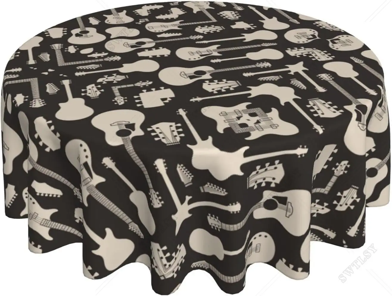 

Guitar Pattern Round Tablecloth 60 Inch Print Polyester Waterproof Oil-Proof, Dust-Proof Decorations Tablecloth