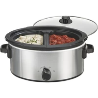 Double Dish Slow Cooker with 6qt Crock and Dual 2.5qt Nonstick, Dishwasher Safe Pot, Slow Cooker 1