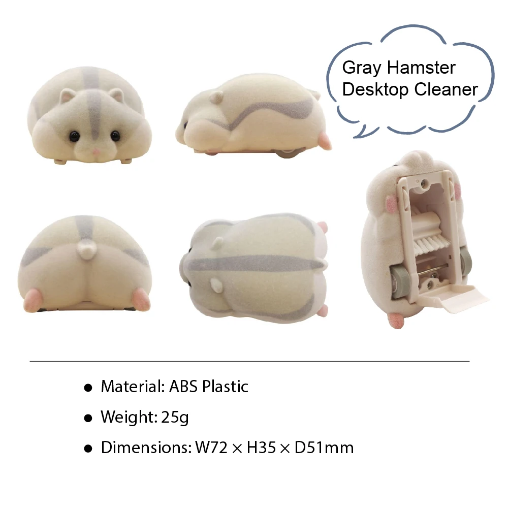 Cute Hamster Tabletop Cleaner Mini Vacuum Eraser Dust Collector Desk Cleaning Brush for Students Office Use Great as a gift