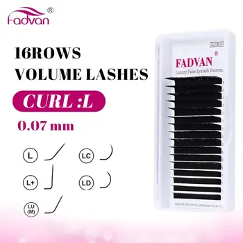 클래식 속눈썹 연장 0.07 블랙, L +, LC, LD, LU 컬, 개별 속눈썹 접목, 16 줄, 7-15mm 혼합