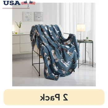 Cozy Blue Dogs Plush Throw Blanket 2 Pack Ultra Soft Machine Washable Warm Comfort Perfect Home Decor 1