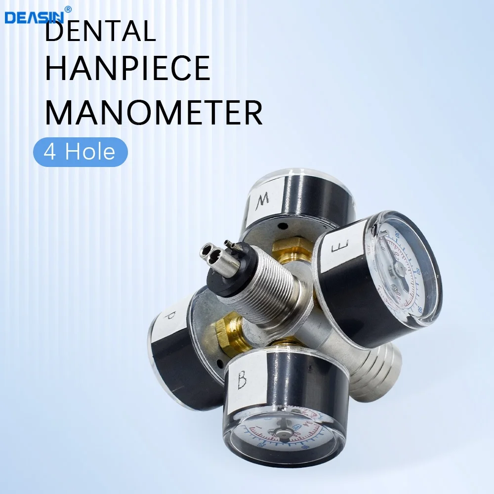 Dentalstuhl-Manometer mit 4 Anschlüssen für Hochgeschwindigkeits-Handstücke – Druckprüfer für Luft und Wasser