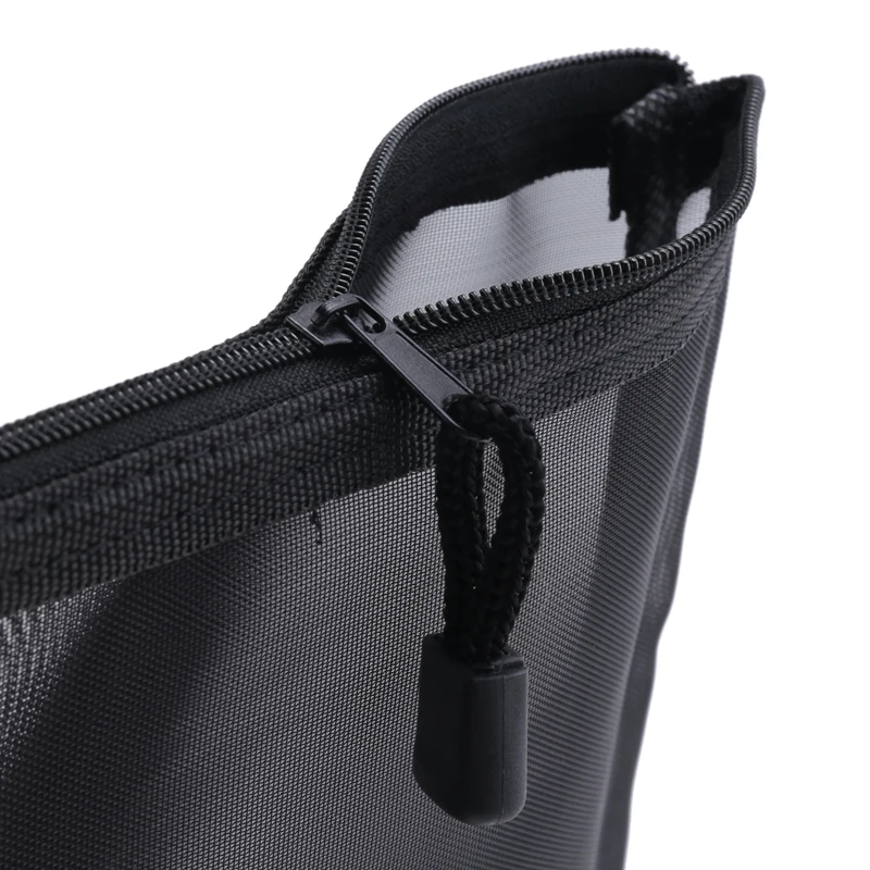 A42I-12 Pieces Mesh Bags Black Mesh Zipper Pouch Makeup Bags Cosmetic Travel Organizer Bags Pencil Case 4