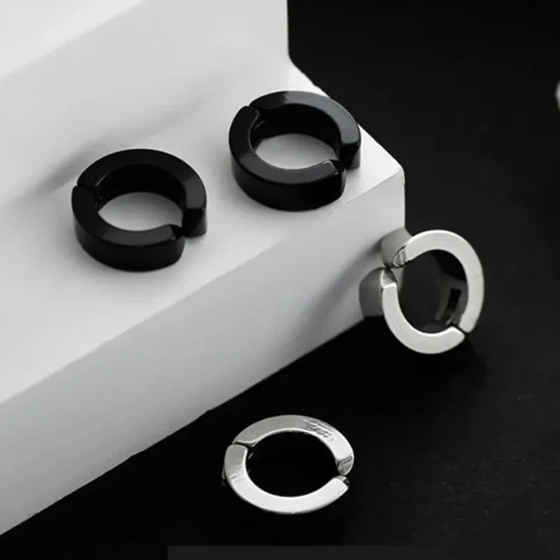 Stainless Steel Clip On Earrings 2 Pcs For Women Men Black Gold Color Cross Gothic Punk Rock Drop Pendiente Non Piercing Jewelry ear clip earrings clip earrings ear clip