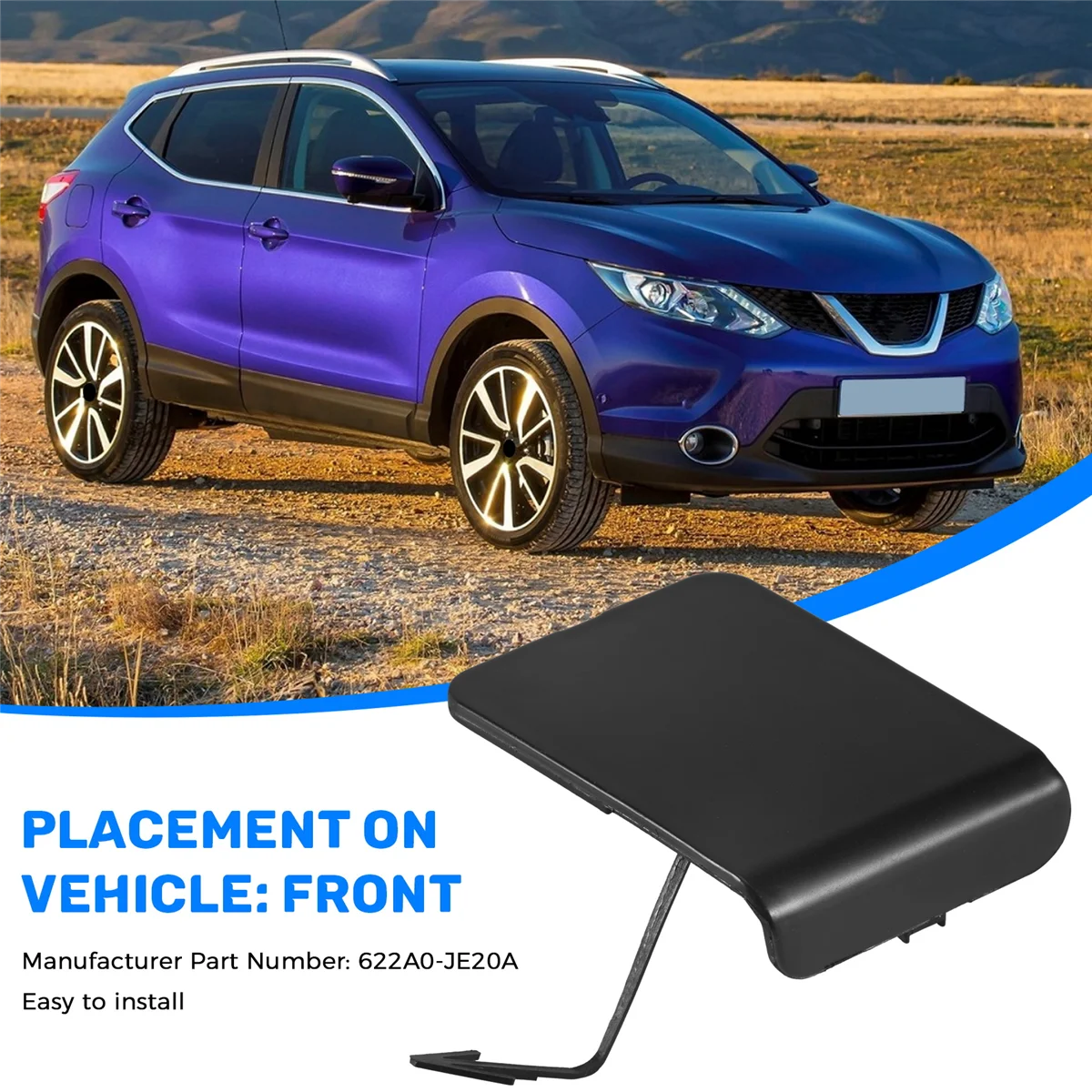 Front Bumper Towing Hook Cover Cap Housing Lid Case For Nissan Qashqai 2008-2015 622A0-JE20A