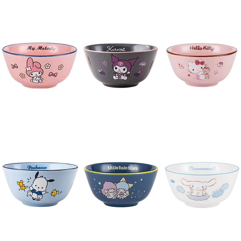

Милая керамическая миска Hellokittys Sanrios из мультфильма аниме My Melody Cinnamoroll Бытовая кухонная посуда миска игрушка для детей Подарки