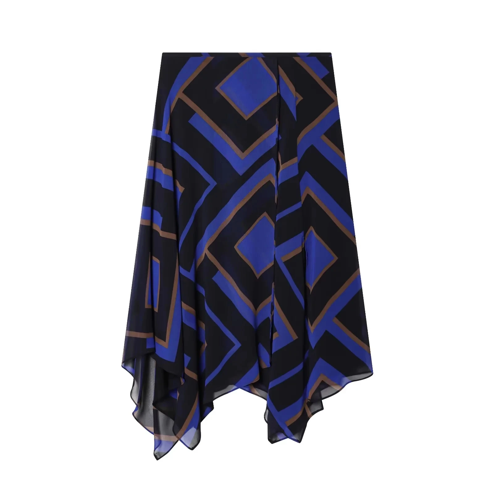 KONDALA Lässiger Chic Damenrock mit Print und Reißverschluss, asymmetrischer langer lockerer Rock, Mode 2026 Frühling Sommer Urlaub Damenrock – Detail 2