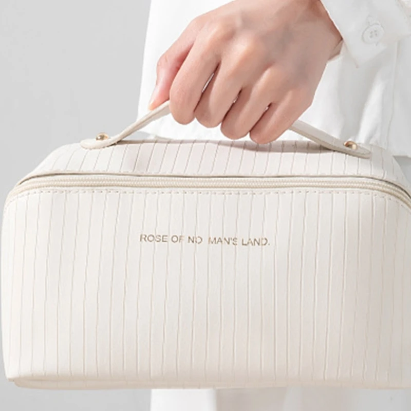 and Spacious Vertical Striped Toiletry Bag Cosmetic Bags Must Have for Fashionable