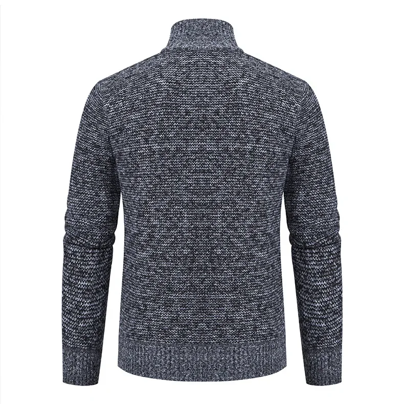 Description Picture 4 of item2023 New Cotton Thickened Men's Sweater Jacket Large Long Sleeve Zippered Knitted Coat Stand Up Collar Cardigan