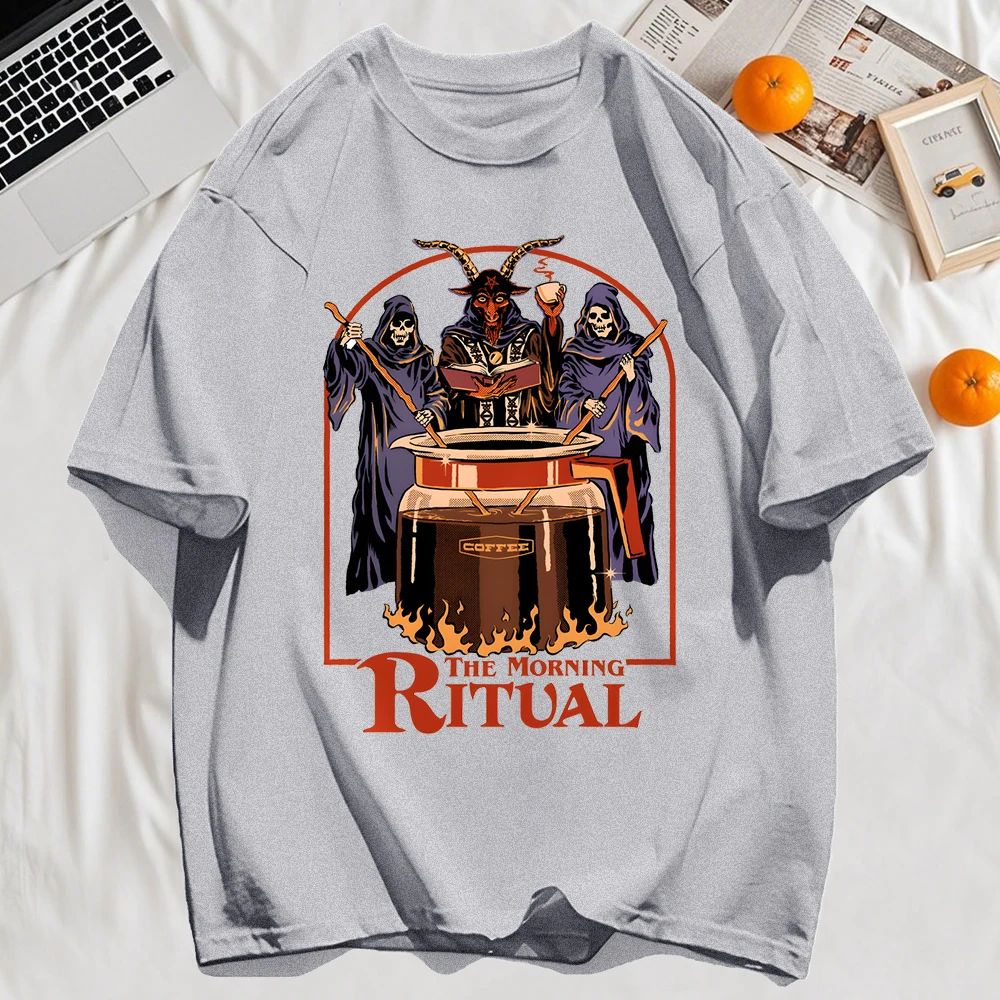 The Morning Ritual Prints Herren T-Shirt Sommer Atmungsaktive Baumwolle Lose T-Shirts All-Match O-Ausschnitt Weiches Unisex Top – Detail 15