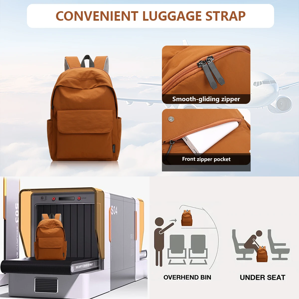 School Bag Large Capacity Computer Bag Sports Travel College Student Backpack Girls Junior High School High School Student Backpack Mountaineering Bag Simple Class Casual