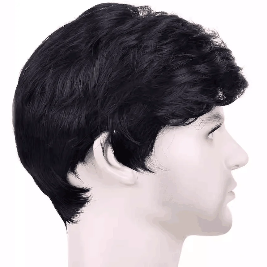 Short Straight Wig synthetic wig Black Fashion For Male Women Boy Cosplay Costume Heat Resistant Fiber Synthetic Wigs Hair Wigs For Man Daily