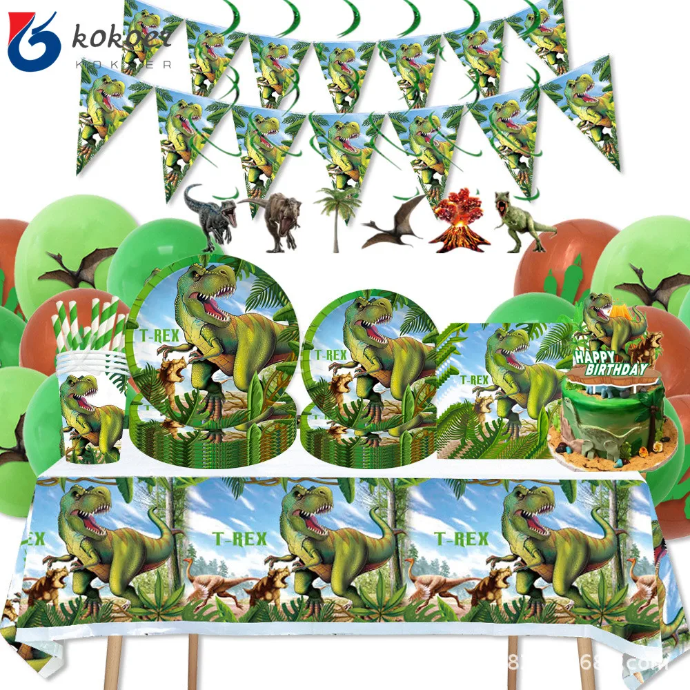 Jurassic World Dinosaur Theme Disposable Tableware Jungle Safari Dinosaur Napkin Plate  Wild Roar Boy Happy Birthday Party Decor