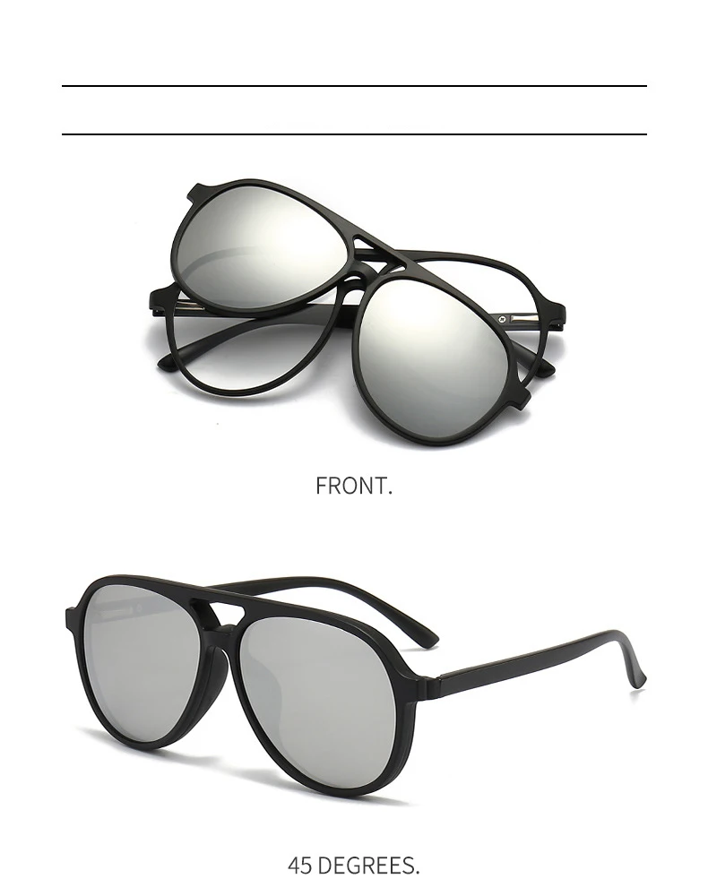 VCKA 6 In1 Pilot Polarisierte Myopie Sonnenbrille Magnetische Clip Männer Frauen Gläser Optische Verordnung Klassische Brillen -0,5_voghion.com