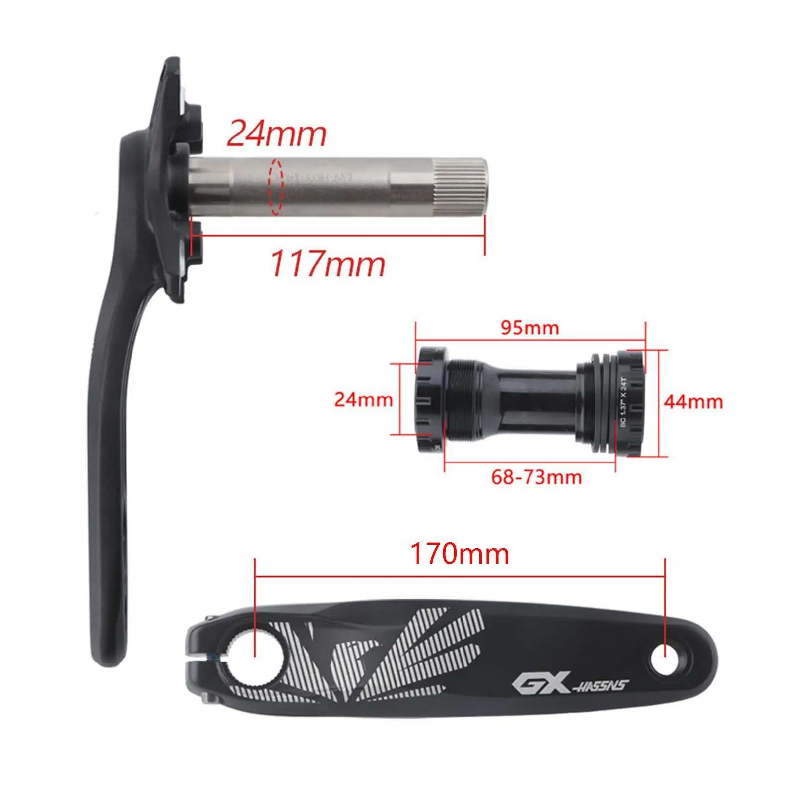 Bicycle Crank Arm Set Waterproof Crank Chainring Set Crank Arm for Trekking Bike Mountain Bikes Road Bikes Repair Replacement