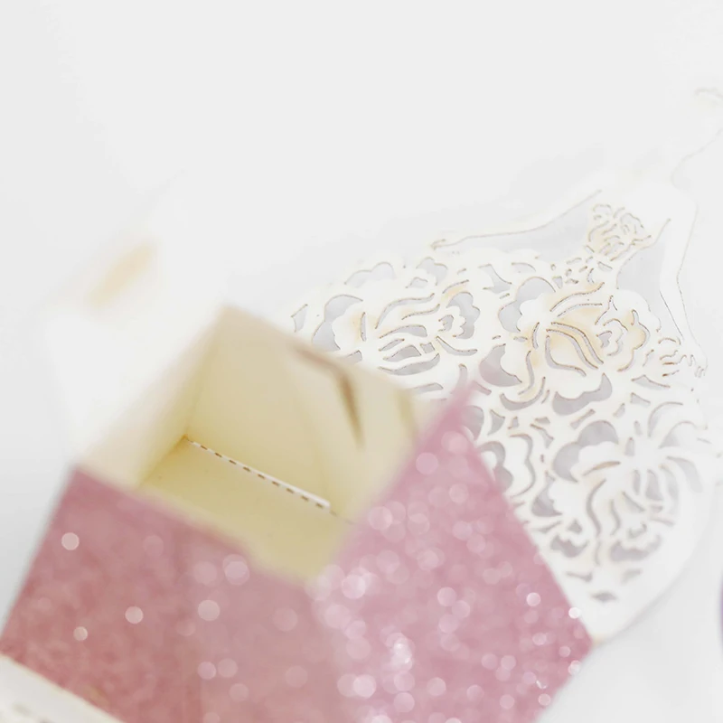 Bride Flower Dresses Candy Box Laser Cut Box Gifts Bags Favor Boxes Wedding Birthday Parties Glitter Packing Supplies 10Pcs/set wooden gift card boxes acrylic card box