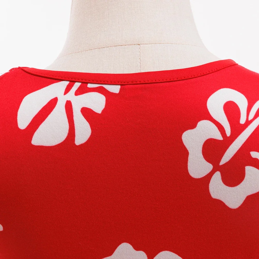 Kinder Casual Sommerkleider Mädchen Blumendruck Weihnachten Prinzessin Kleid Hawaiian Strand Stil Mädchen Party Kleider + Zubehör – Detail 7