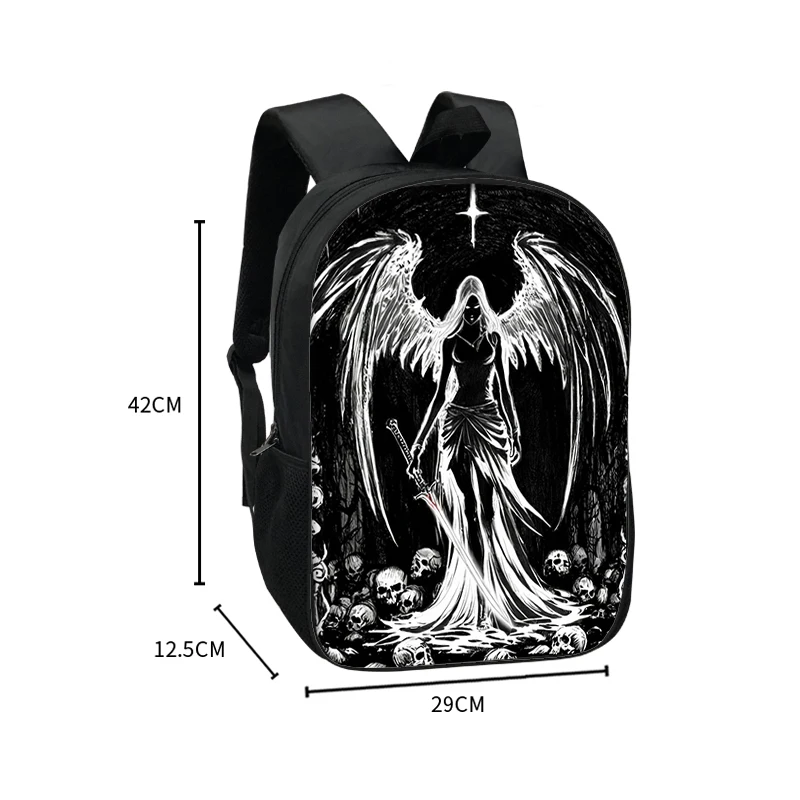 Gothic Black Angel Demon Backpack Punk School Bags for Teens Daypack Women Men Rucksack for Travel Laptop Backpacks Bookbag 2