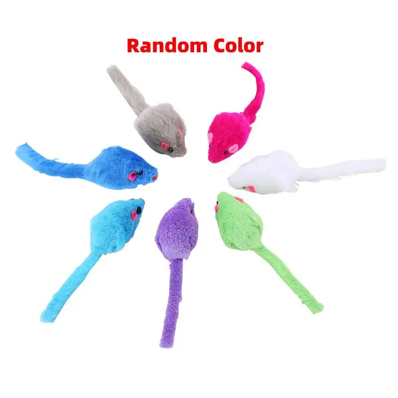 1pc Colorful Mouse Cat Toy Plush Mice Toy Bite Resistant Molar Toy Fleece False Mouse Funny Kitten Playing Pet Training Supplies 