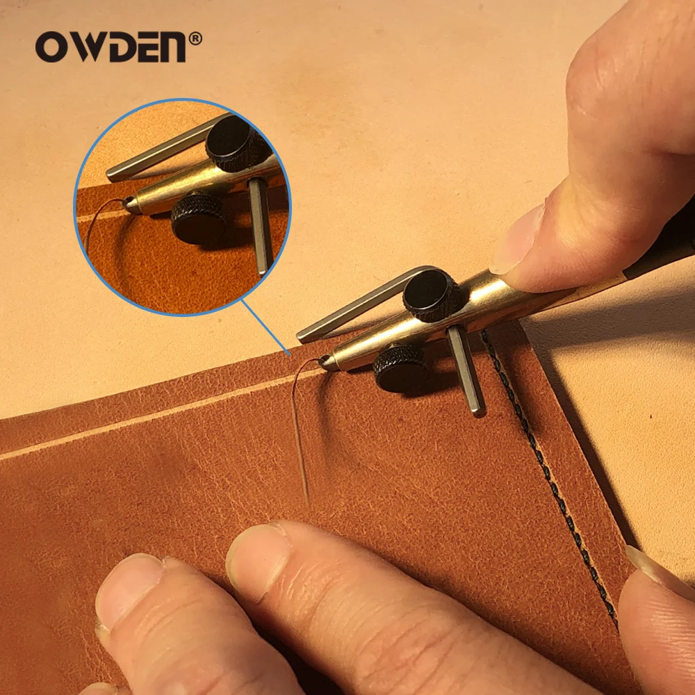 Leather Sewing Tools 3 in 1 Leather Groover Tool Set (1.0-1.2-1.5mm) DIY Craft Adjustable Crease Edger for Stitching OWDEN