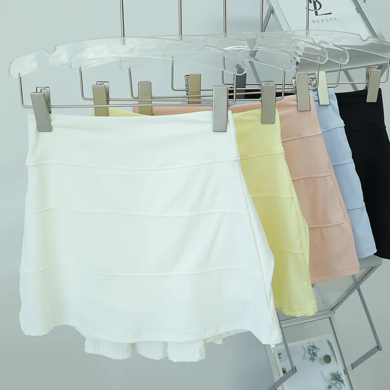 High Waist Push Up Hip Women's Tennis Skirt Cheerleaders Inner Lining Shorts Running Athletic Sport Gym Exercise Pleated Skirts