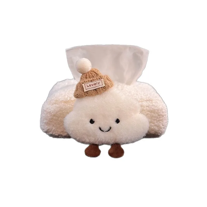 귀여운 구름 모양 여성용 차량용 티슈 케이스 차량 내부 팔걸이 박스 티슈 가방 2026년 신형 자동차 용품