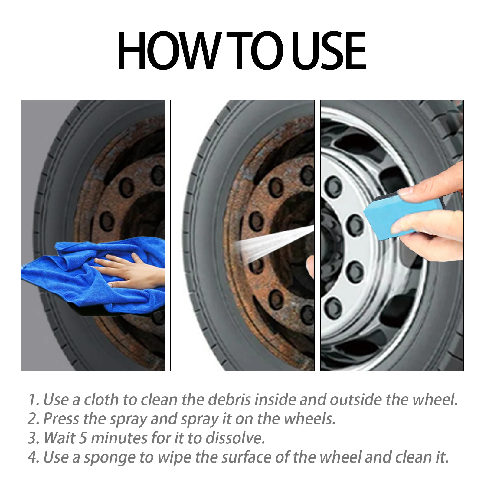 Rim Cleaner For Car Liquid Cleaner Spray Mild For Wheel 120ml Powerful Wheel Repair Remover Supplies Alloy Chrome