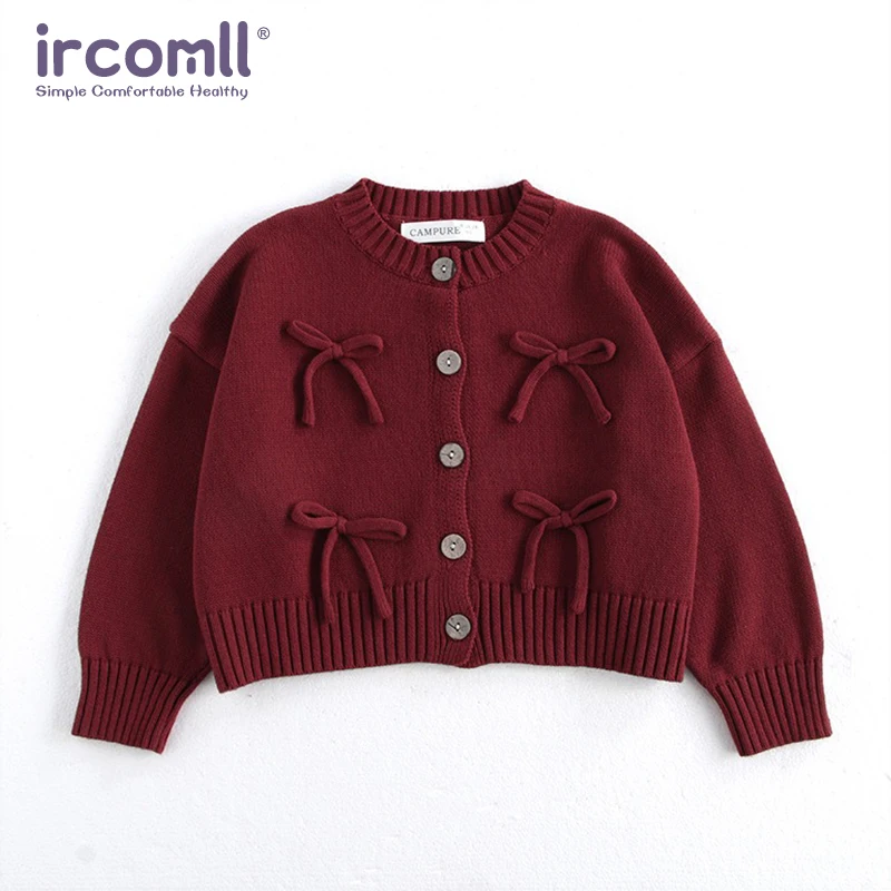 Ircomll 2026 최신 봄  여아 스웨터 코트 레드 니트 가디건 탑 2-7세 여아용 스웨터 재킷 새해 선물
