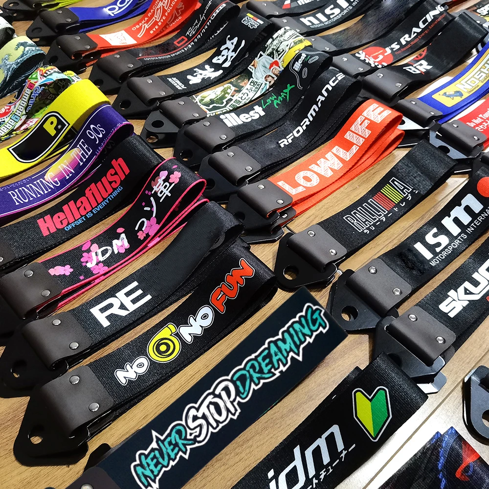 Tow Bar JDM Racing Style Tow Strap Universal Race Towing Bars Nylon Car Trailer Ropes Hook For Low Life NOS Hokkaido Initial D